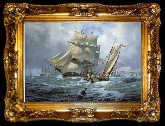 framed  unknow artist Seascape, boats, ships and warships. 84, ta009-2